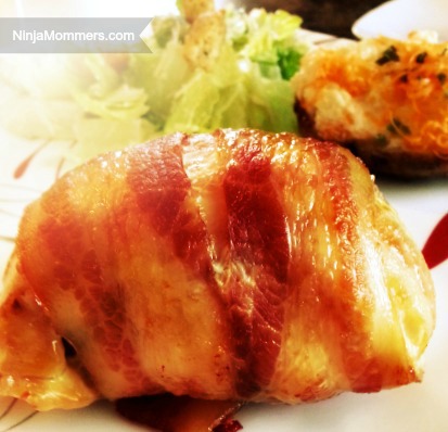 Ninja Mommers- Cream Cheese stuffed, Bacon Wrapped Chicken 